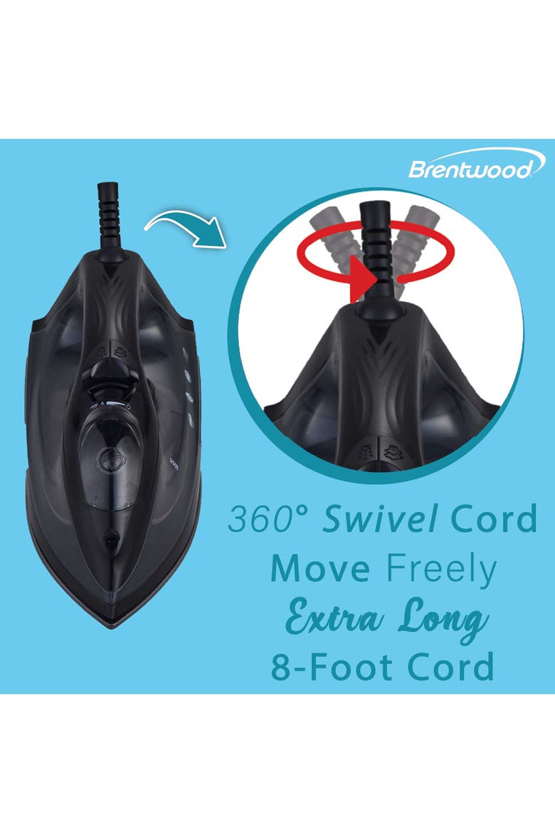 1200W Lightweight Non-Stick Steam Iron in Black, Alternate, color, Black