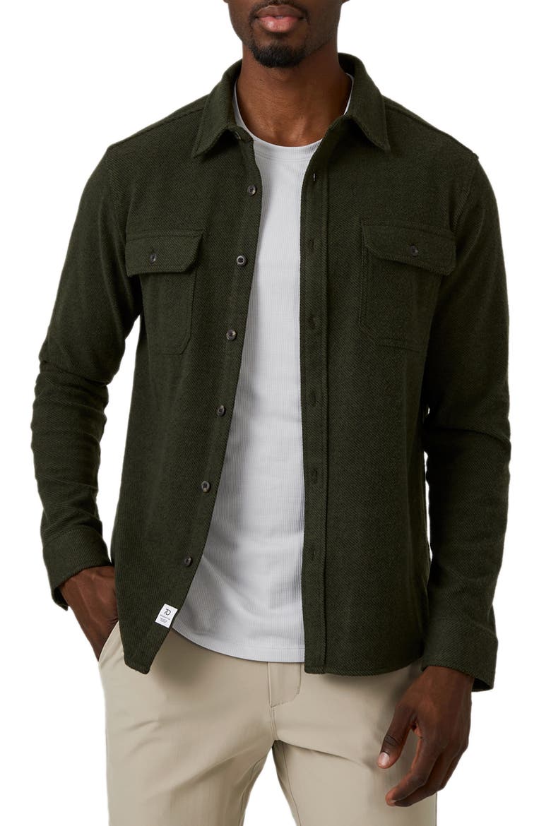 Generations Stretch Twill Button-Up Shirt, Main, color, DARK KHAKI
