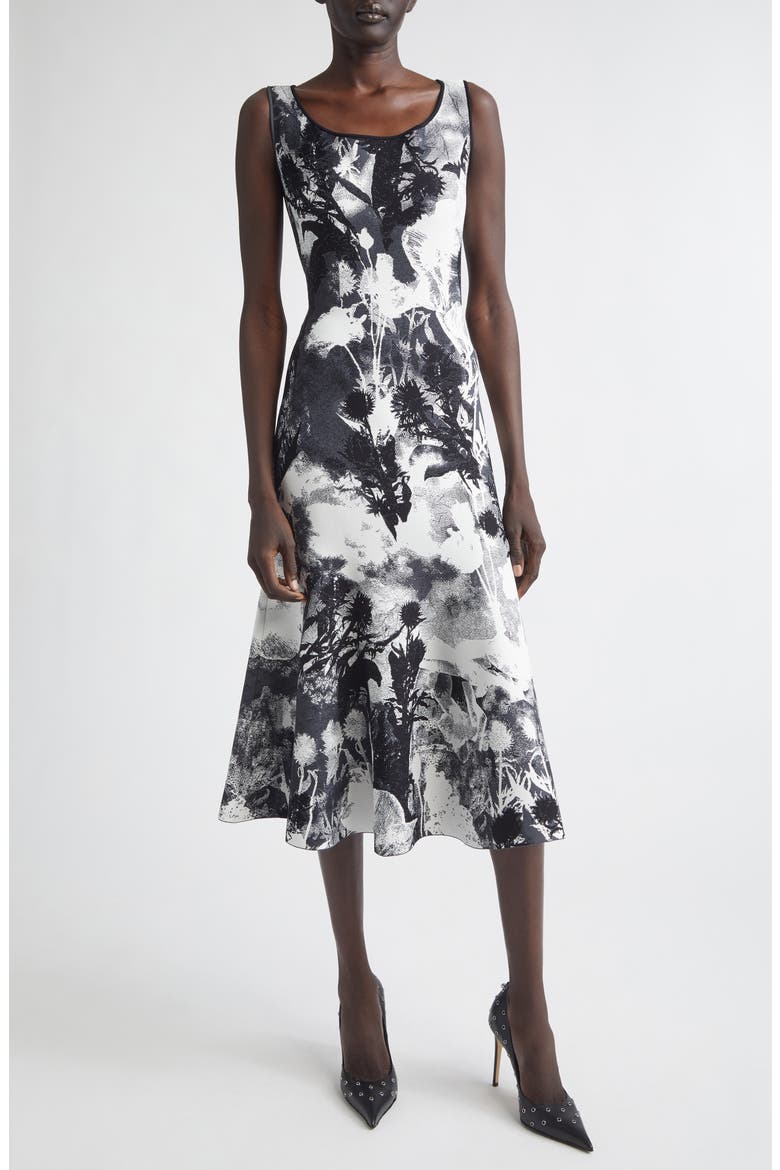 Floral Jacquard Midi Sweater Dress, Main, color, IVORY/ BLACK