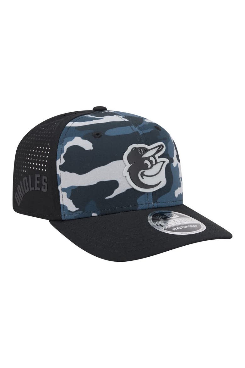 Men's New Era Black Baltimore Orioles Tonal Camo 9SEVENTY Stretch-Snap Hat, Alternate, color, Black