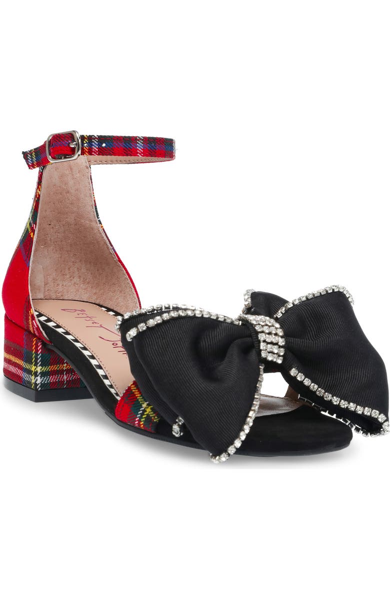 Betsey Johnson Kids' Zayle Rhinestone Plaid Sandal, Main, color,