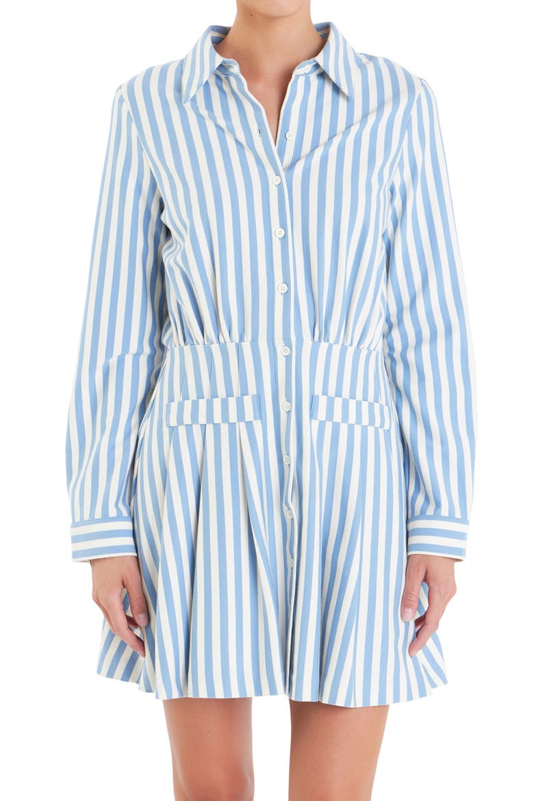 Stripe Long Sleeve Shirtdress, Alternate, color, BLUE/ WHITE
