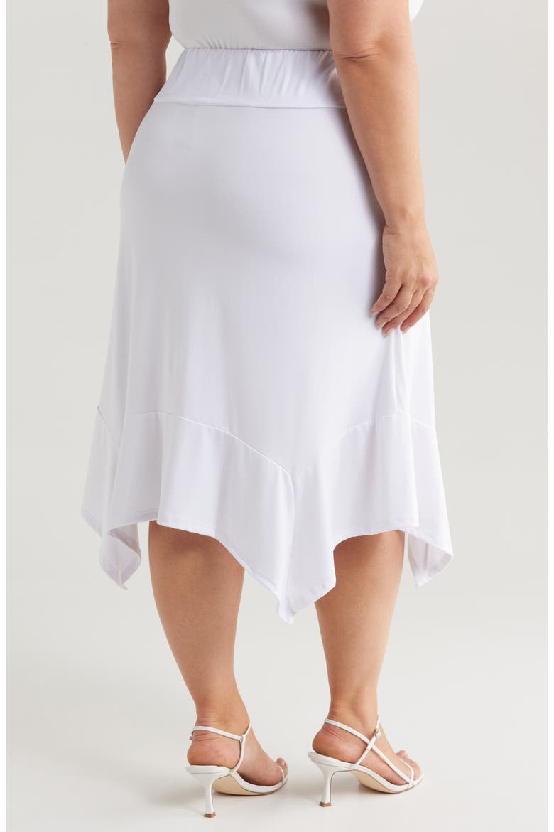 Handkerchief Hem Jersey Midi Skirt, Alternate, color, WHITE