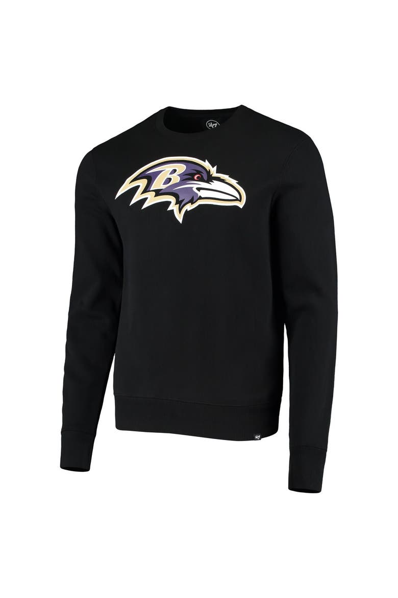 Men's '47 Black Baltimore Ravens Team Imprint Headline Pullover Sweatshirt, Alternate, color, Black