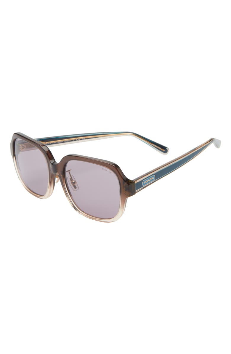 COACH 56mm Gradient Rectangle Sunglasses, Alternate, color, Brown Gradient