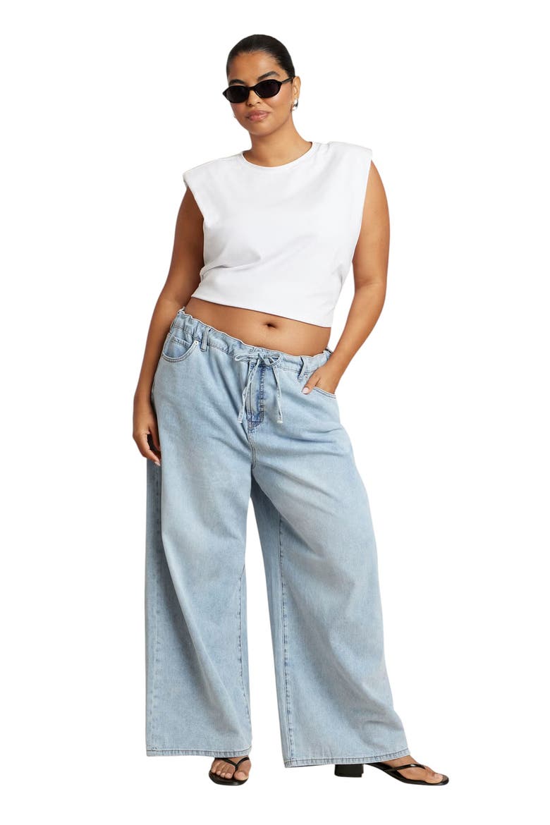 Drawstring Waist Lightweight Jean, Alternate, color, LIGHT WASH
