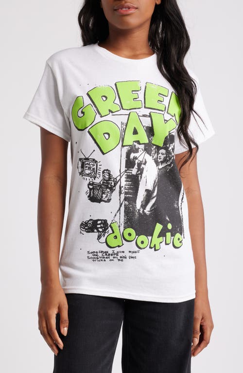 TRUST THE UNIVERSE Green Day Cotton Graphic T-Shirt in White 