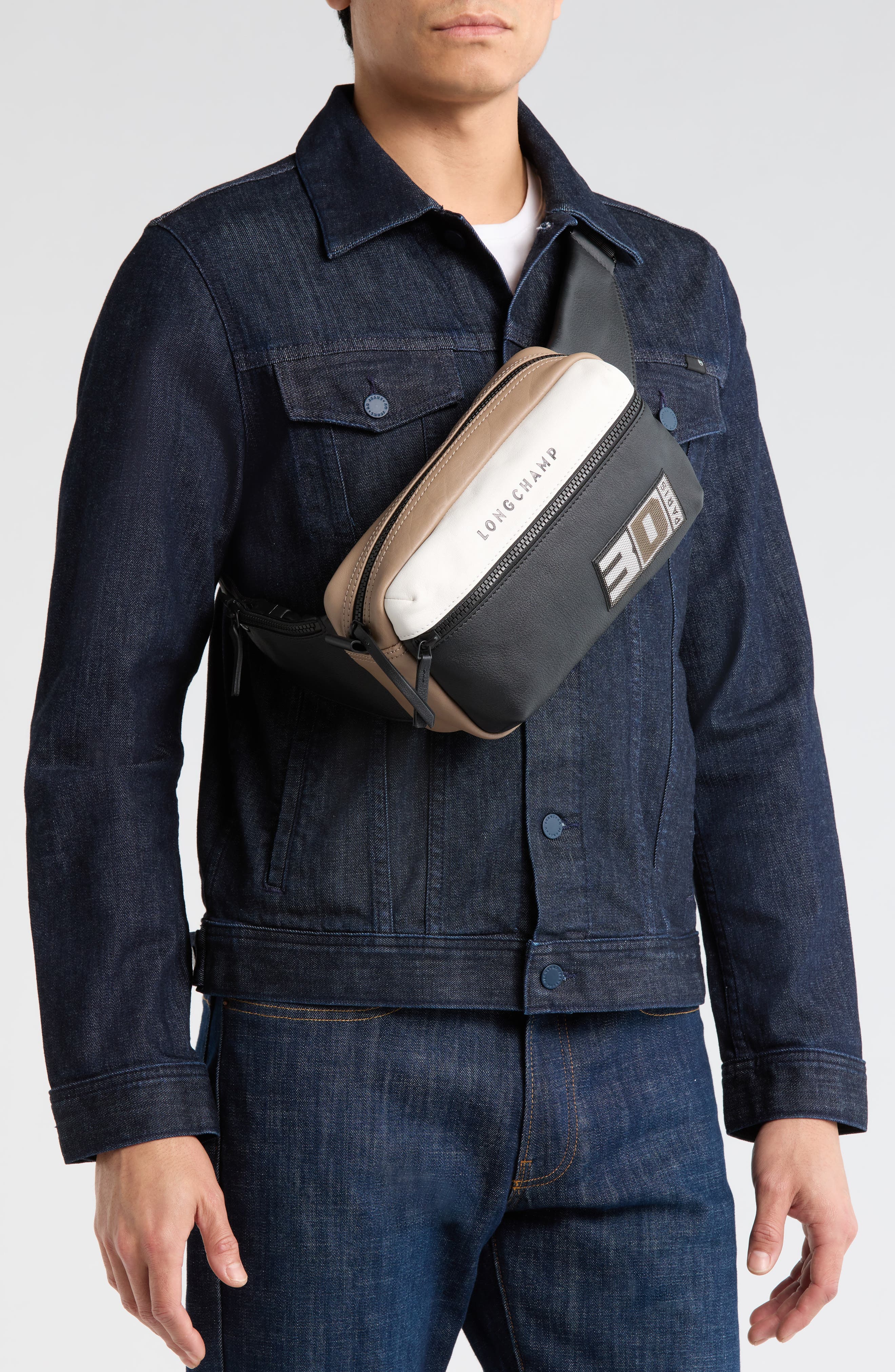 Longchamp 3D Sport Leather Belt Bag, Alternate, color, Mink