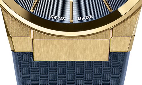 Ferragamo Sapphire Rubber Strap Watch, 41mm In Blue/gold