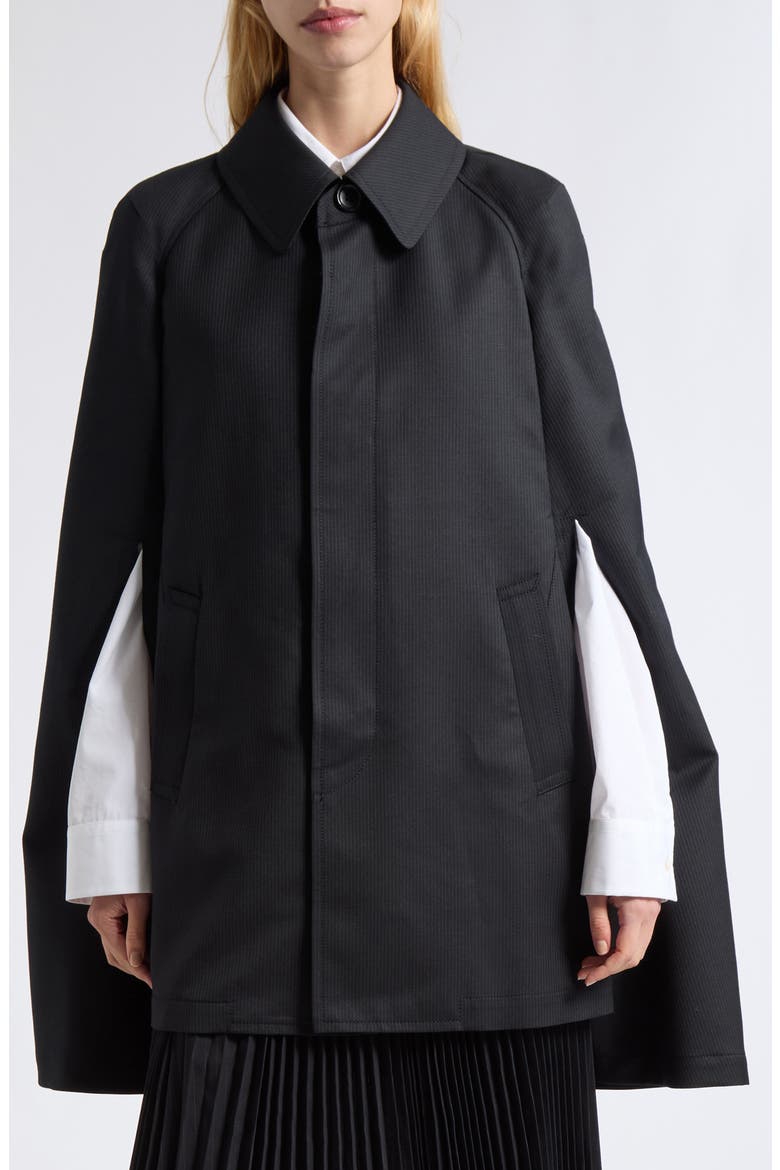 Striped Wool Cape, Main, color, BLACK/ WHITE