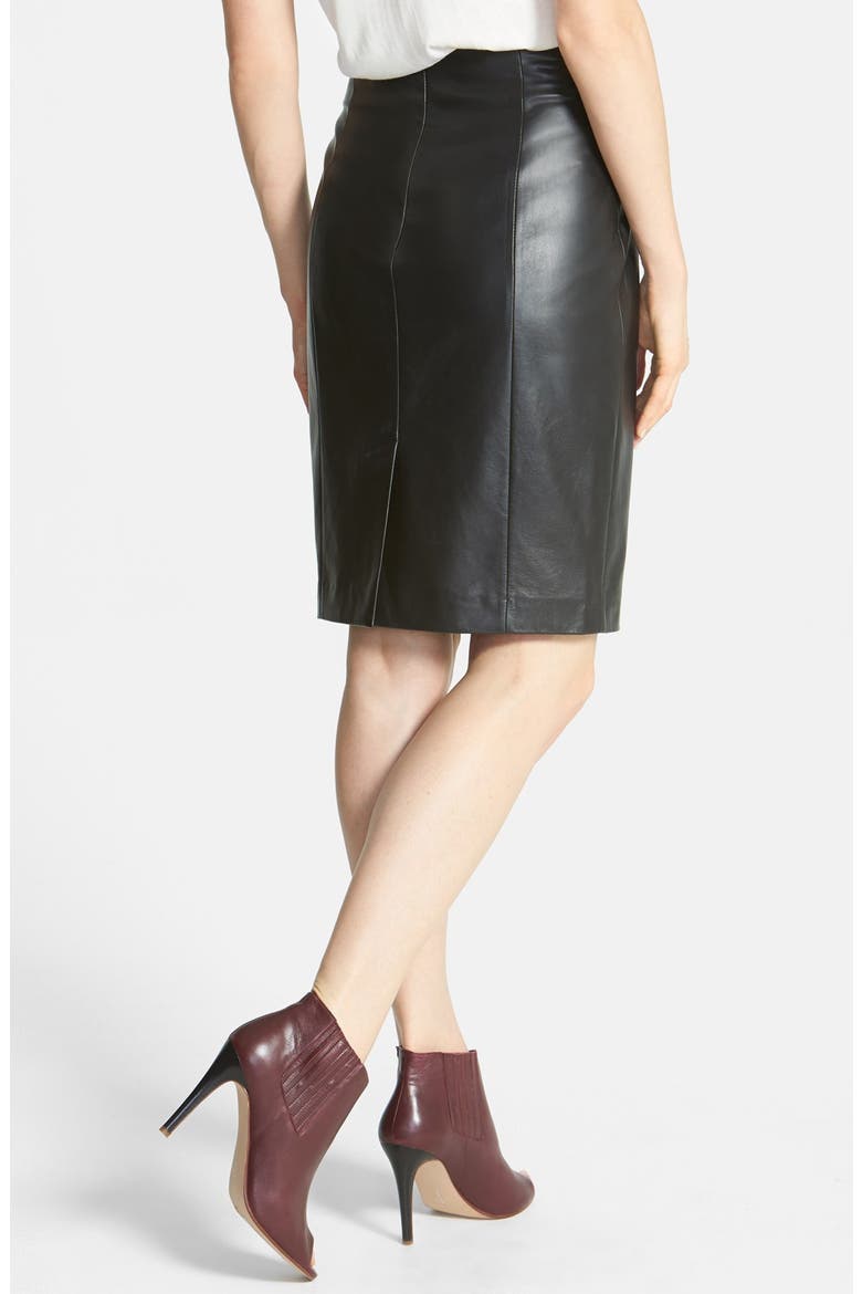 Leopard Print Genuine Calf Hair & Leather Pencil Skirt, Alternate, color, LEOPARD- BLACK COLORBLOCK