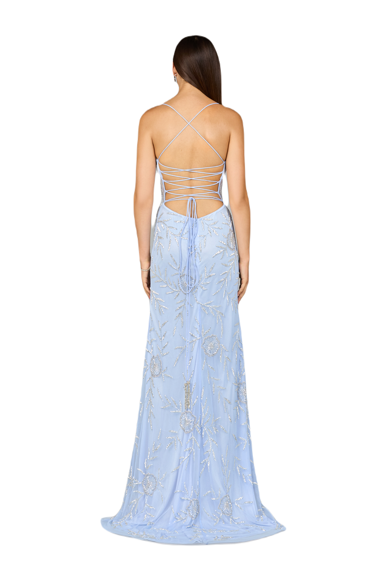 Corset Dress with Straps, Alternate, color, Periwinkle/Silver