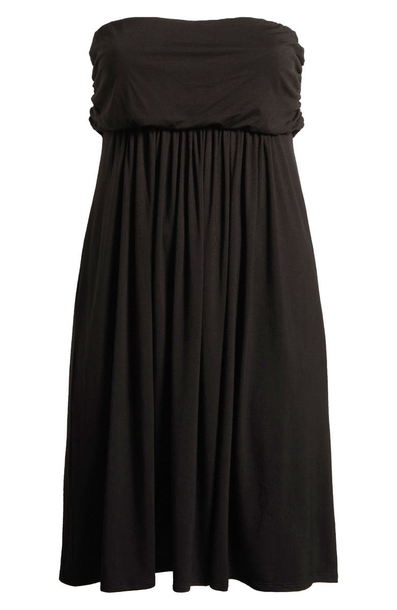 24seven Comfort Apparel Strapless Jersey Midi Dress, Alternate, color, Black