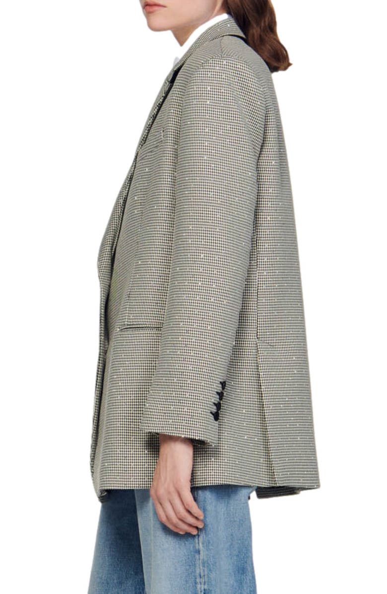 SANDRO Toinu Crystal Detail Houndstooth Check Blazer, Alternate, color, 