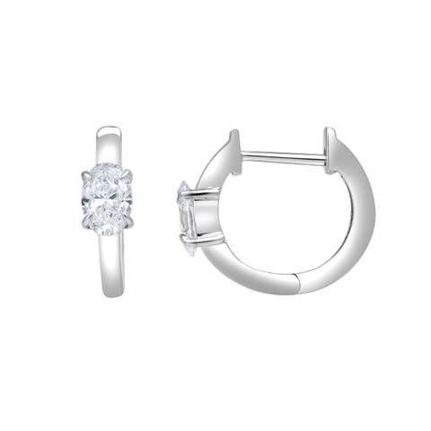 Oval Obsession 14K Gold Lab Grown Diamond Huggies - 1.00 ct