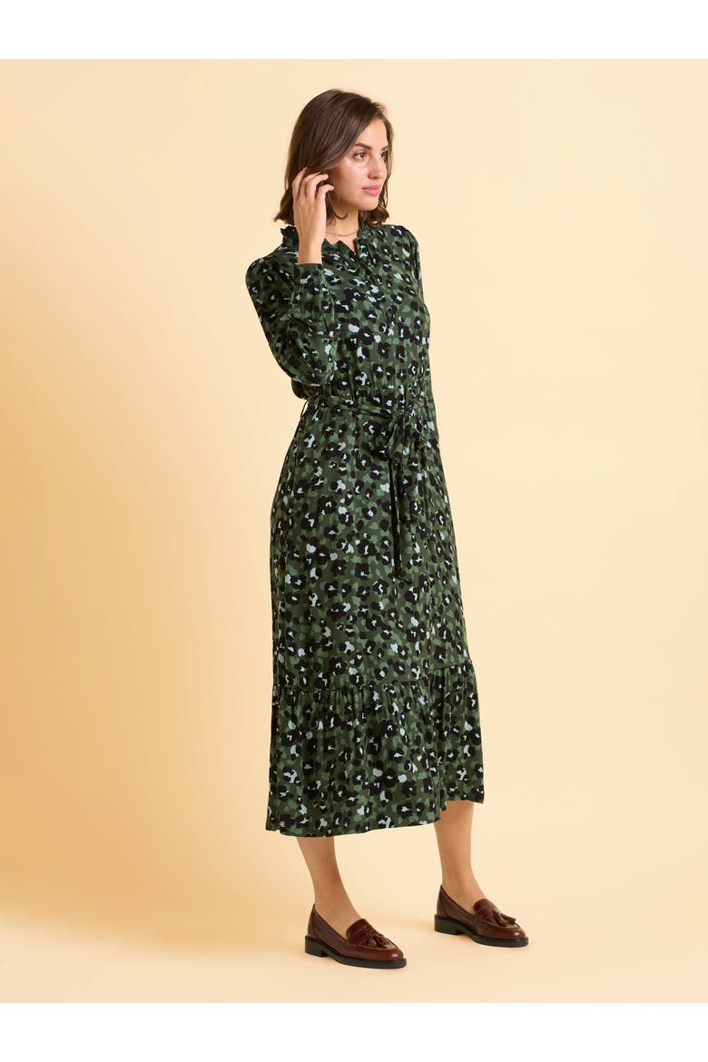 Luna Long Sleeve Button Midi Dress, Alternate, color, Green