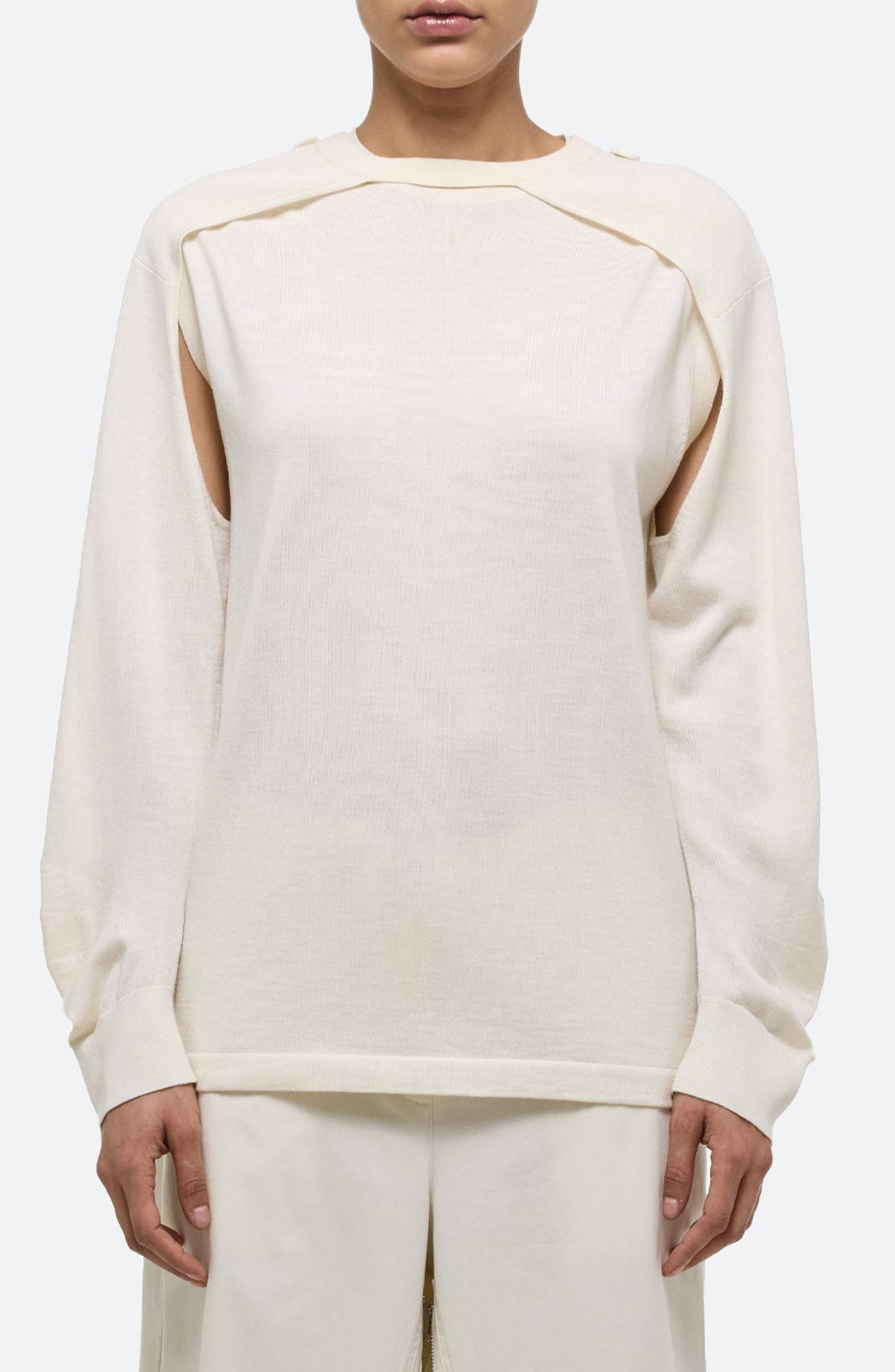 Helmut Lang Crewneck Wool &amp; Silk Sweater &amp; Shrug