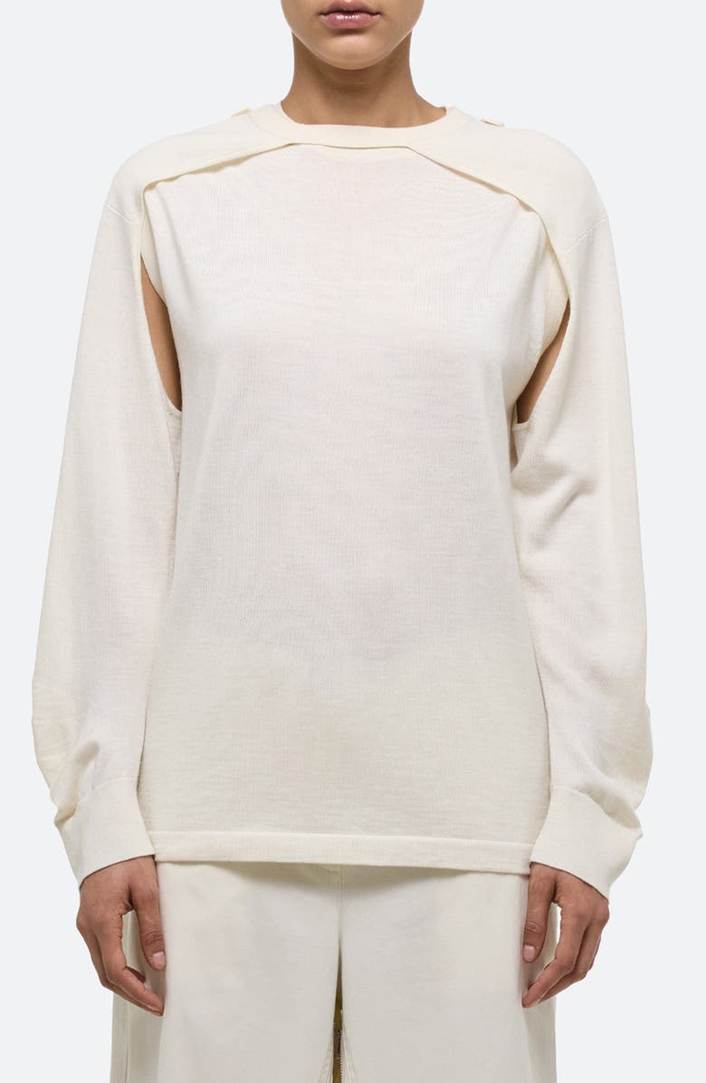 Helmut Lang Crewneck Wool & Silk Sweater & Shrug, Main, color, Ivory