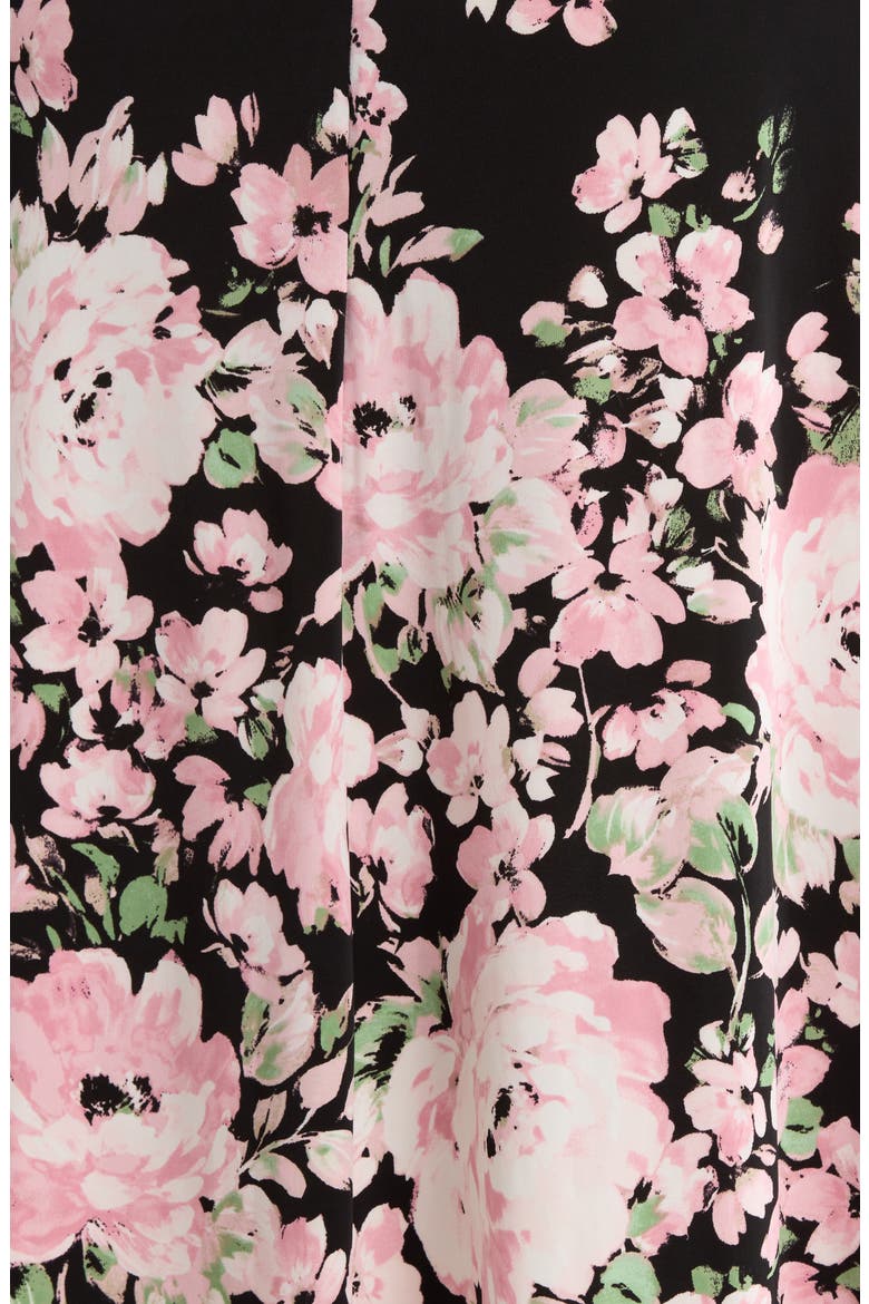 Floral Print Fit & Flare Midi Dress, Alternate, color, BLACK/ TUTU MULTI