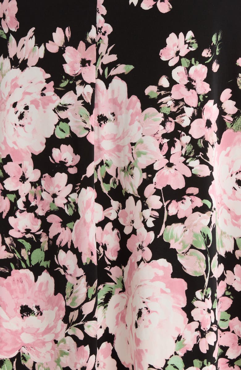 KASPER Floral Print Fit & Flare Midi Dress, Alternate, color, Black/ Tutu Multi