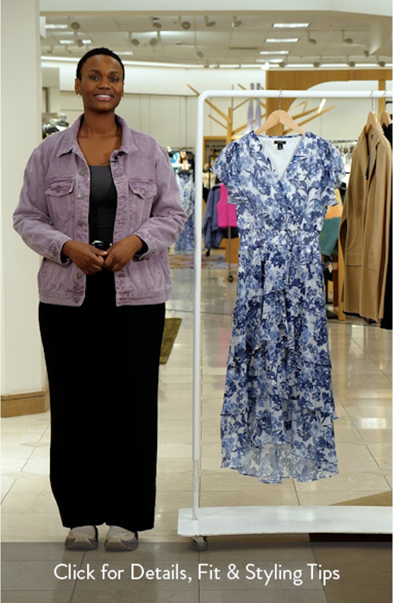 Floral Tiered Flutter Sleeve Maxi Dress, sales video thumbnail