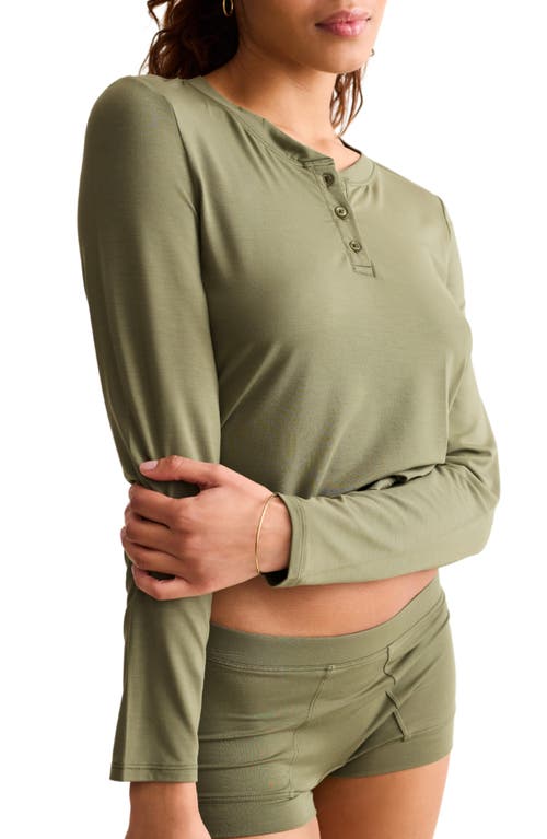 Fleur't Henley Crop Pajama Top In Gray