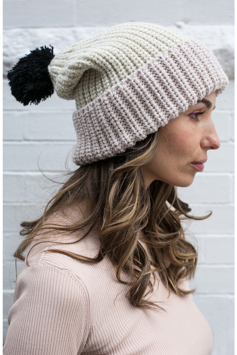 Grand Alpaca Beanie, Alternate, color, BLACK/ WHITE/ ROSE