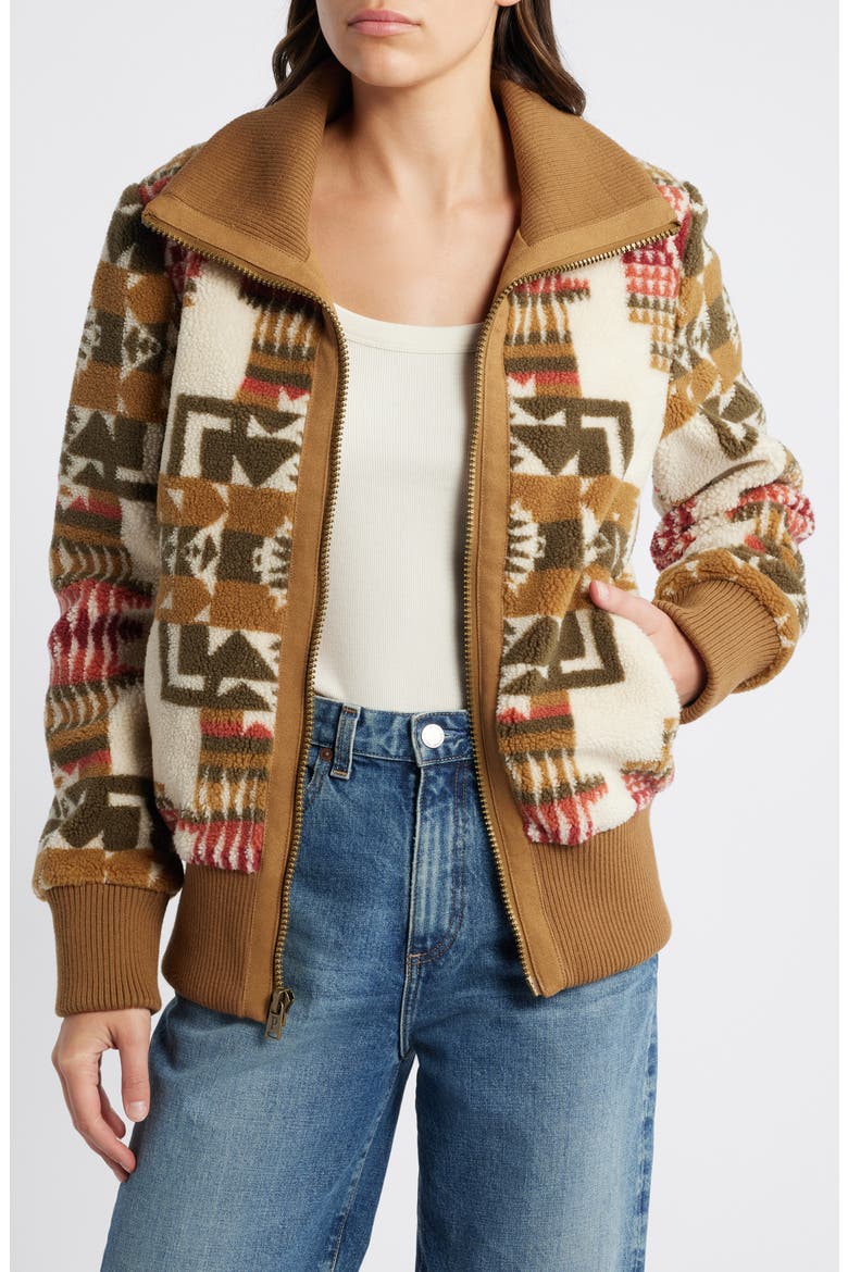 Foxglove Range Fleece Bomber Jacket, Main, color, CHIEF JOSEPH IVORY