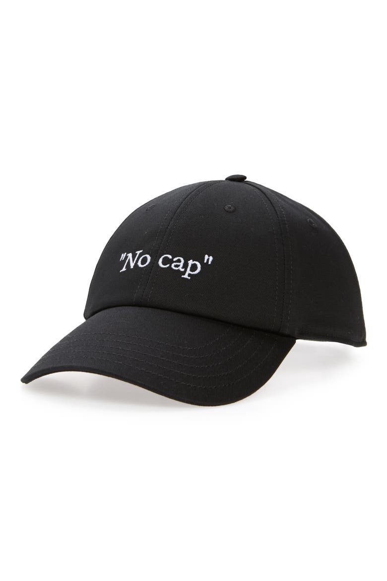 No Cap Adjustable Cotton Baseball Cap, Main, color, BLACK - WHITE