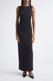 Emporio Armani Side Ruched Jersey Maxi Dress
