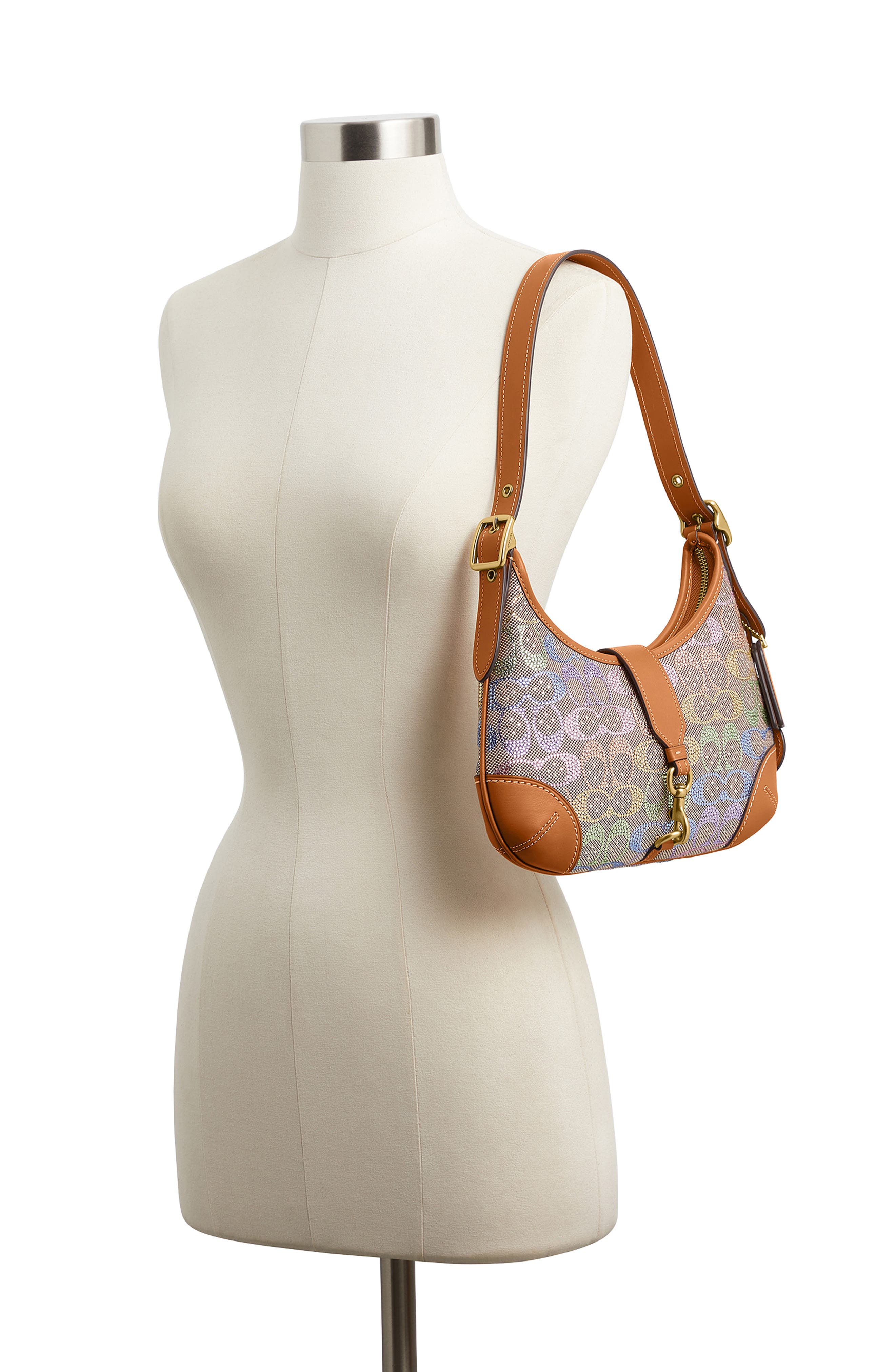 COACH Hamptons Signature Crystal Jacquard Hobo Bag, Alternate, color, B4/ Rainbow Multi