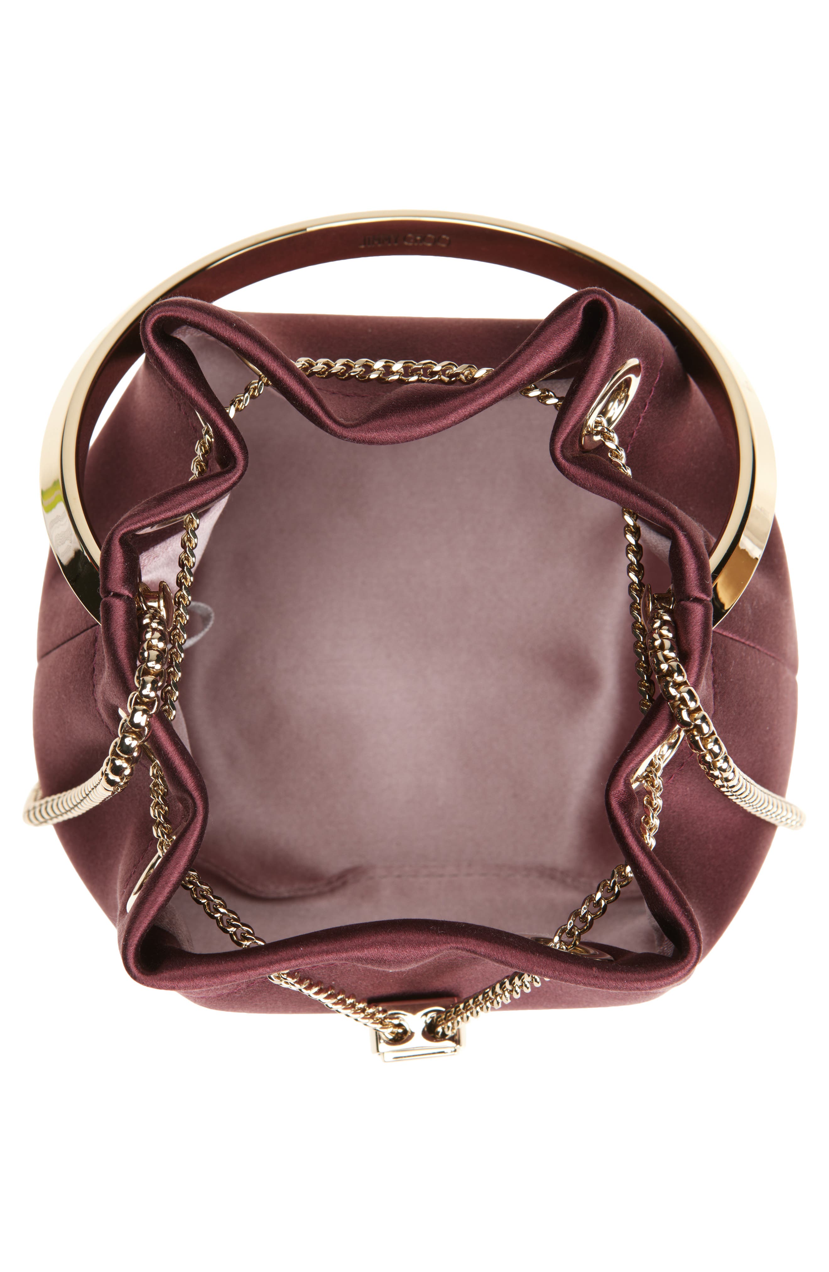 Bon Bon Satin Top Handle, Alternate, color, DEEP MERLOT/ LIGHT GOLD