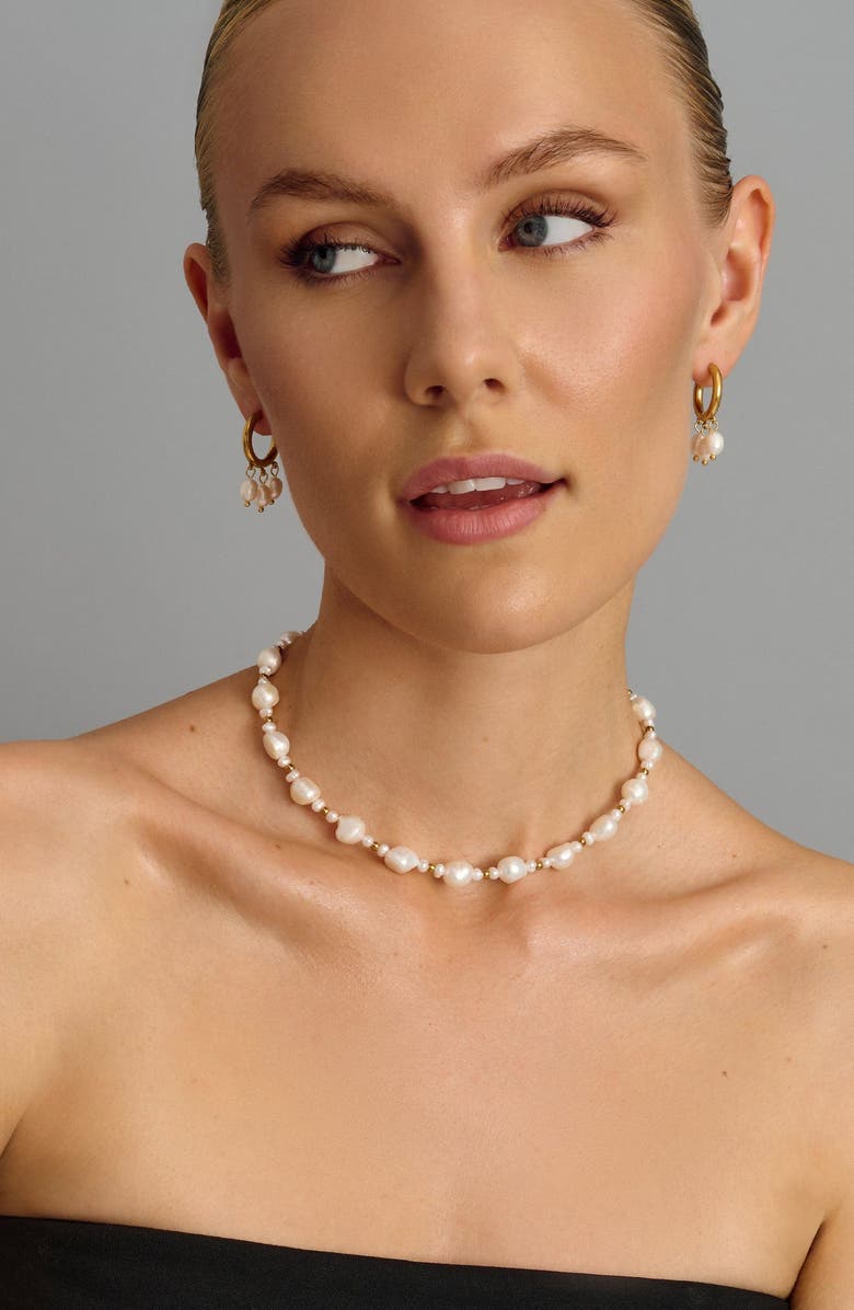 Nialaya Maui Pearl Choker, Alternate, color, White Pearls / Gold