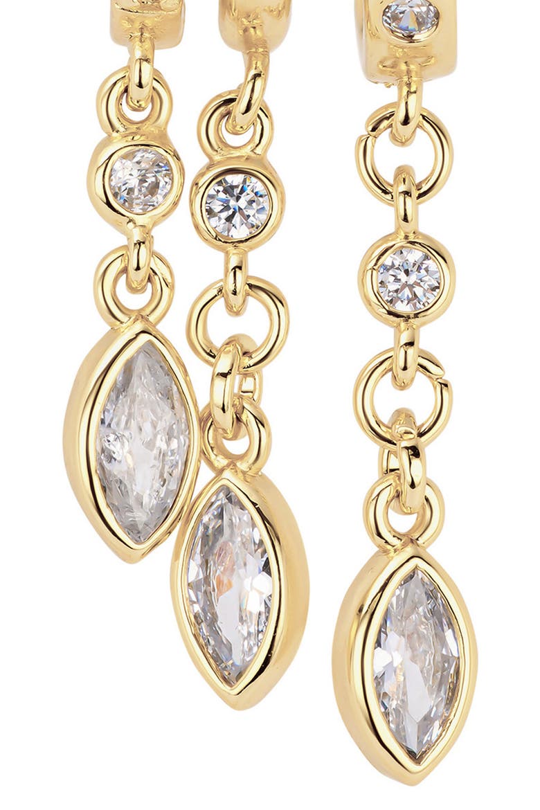Modern Muse CZ Marquise Charm Hoop Earrings, Alternate, color, GOLD