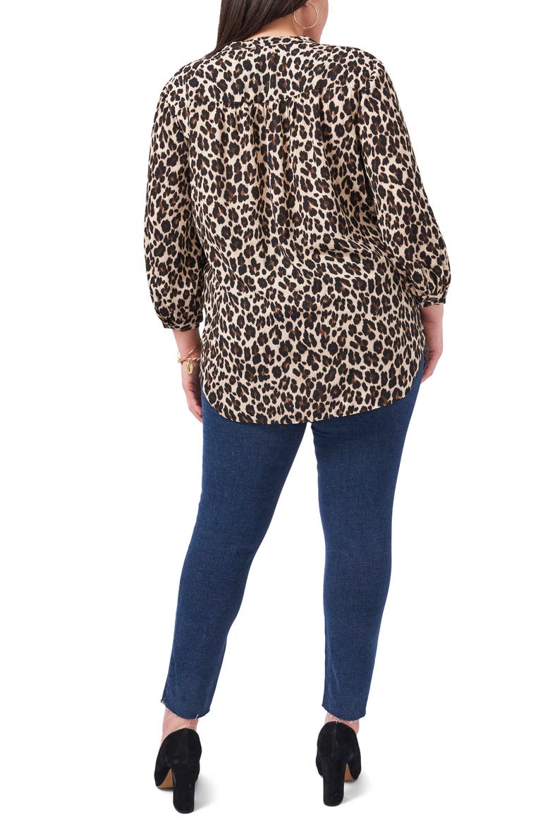 Leopard Print V-Neck Top, Alternate, color, RICH BLACK