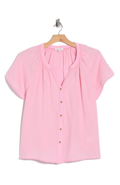 Lark Cotton Gauze Button-Up Top