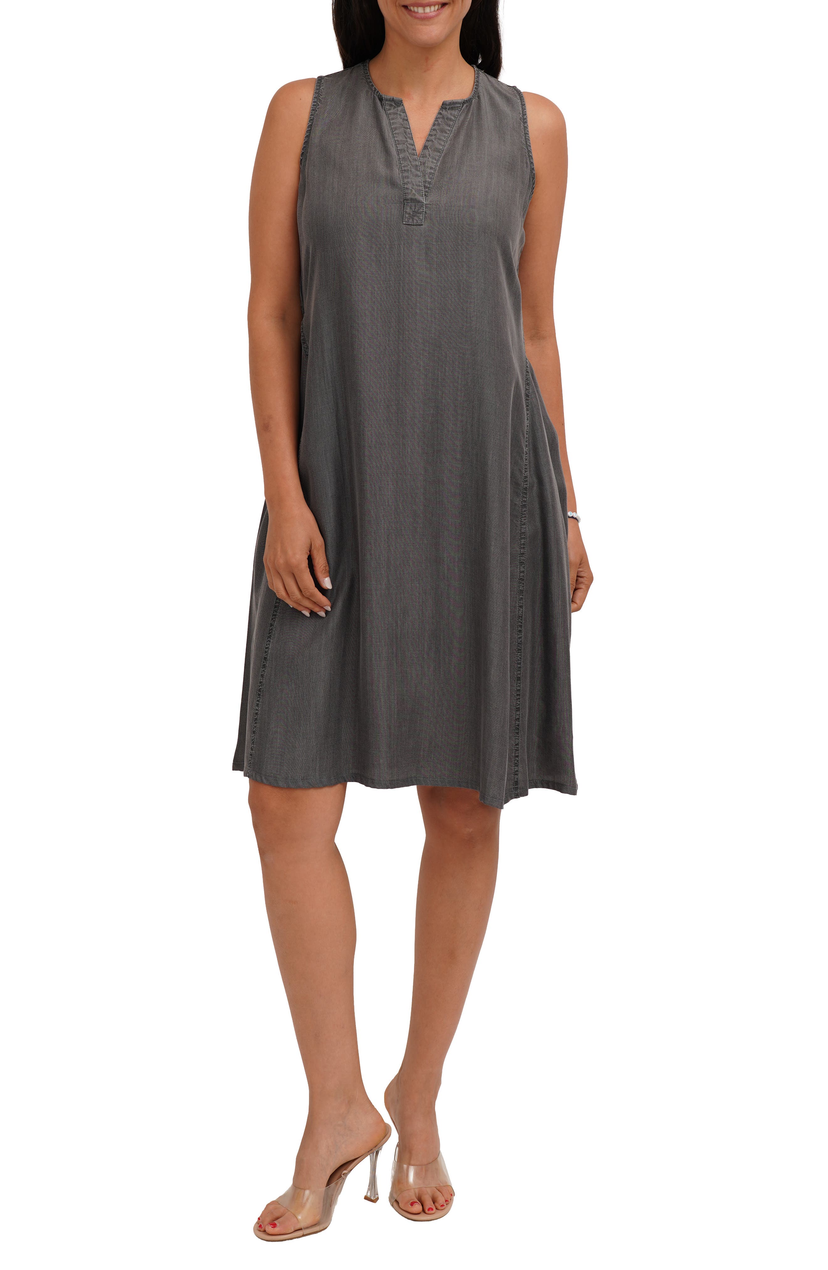 Sleeveless Denim Trapeze Dress