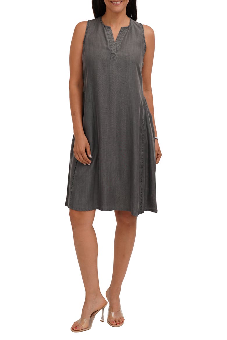 Sleeveless Denim Trapeze Dress, Main, color, MEDIUM GREY DENIM