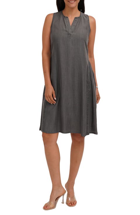 Sleeveless Denim Trapeze Dress
