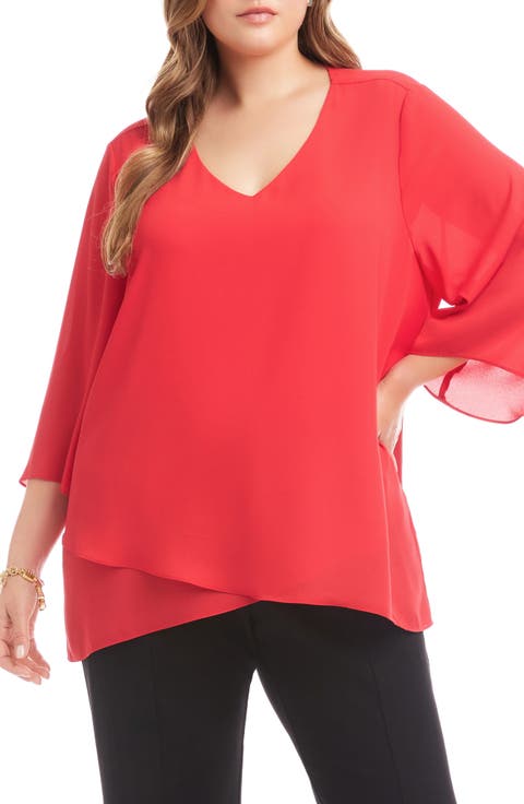 Crossover Hem Asymmetric Crepe Top (Plus)