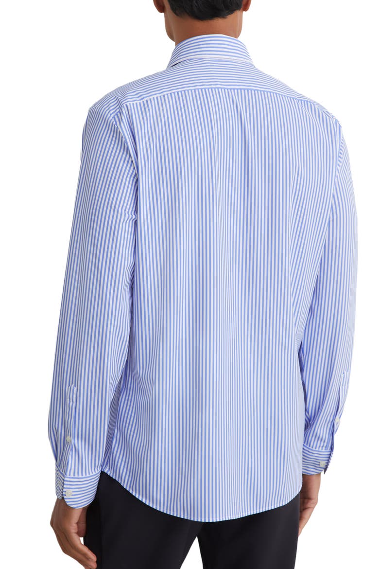 Volley Slim Fit Stripe Performance Shirt, Alternate, color, SOFT BLUE/ WHITE