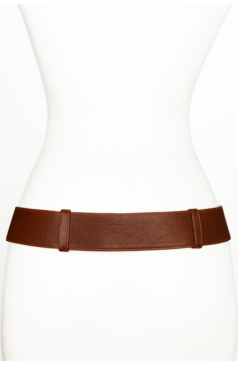 Raina Belts Big Snake Buckle Leather Belt, Alternate, color, Black