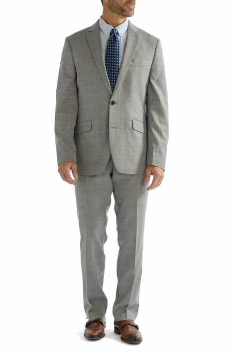 SAVILE ROW CO Hoxton Slim Fit Grey Windowpane Suit