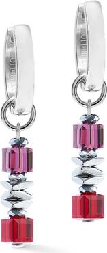 COEUR DE LION Wave Cube Flow Silver Hoop Earrings