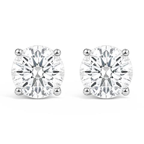 IGI Certified 14K Gold 1.00 Cttw Round Lab Grown Diamond Solitaire Stud Earrings