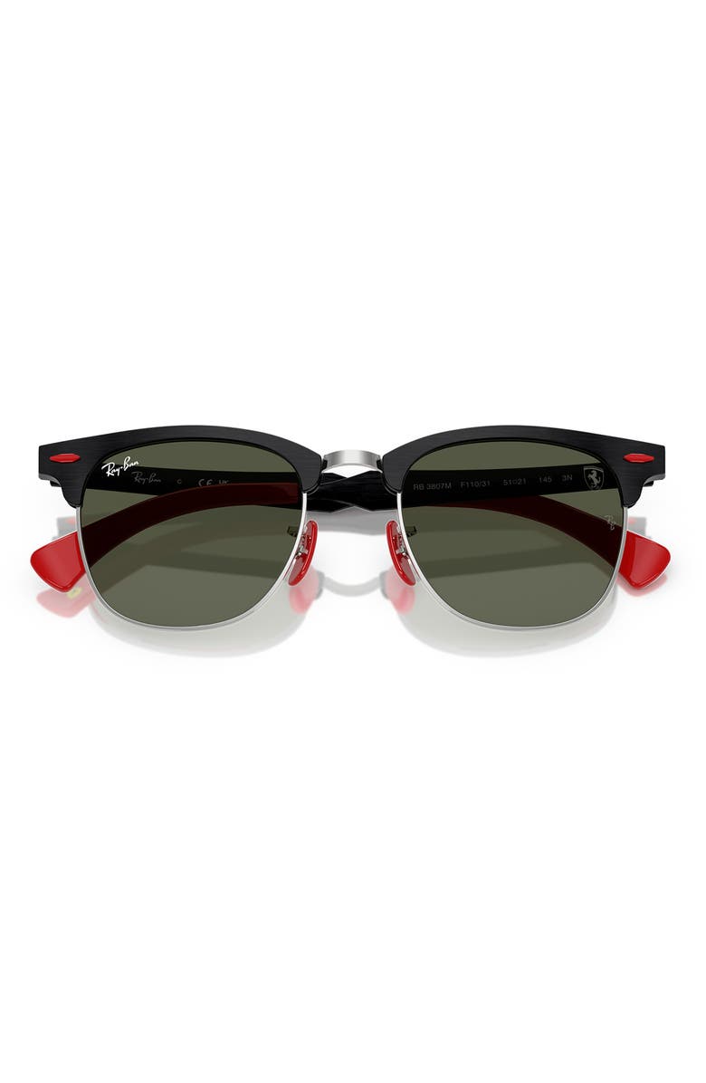 Ray-Ban x Scuderia Ferrari Clubmaster 51mm Square Sunglasses, Alternate, color, Green