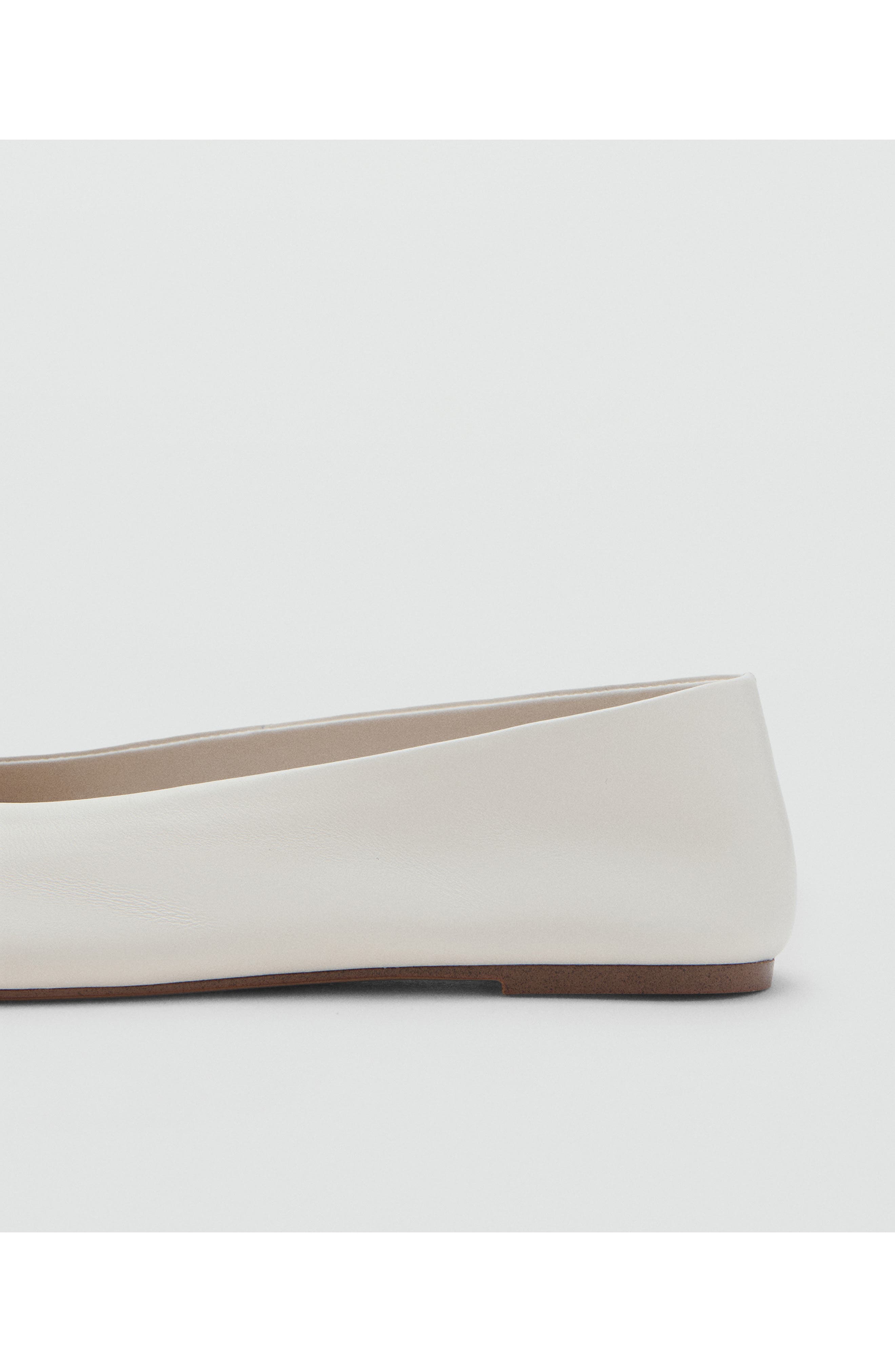 MANGO Leather Ballet Flat, Alternate, color, Ecru