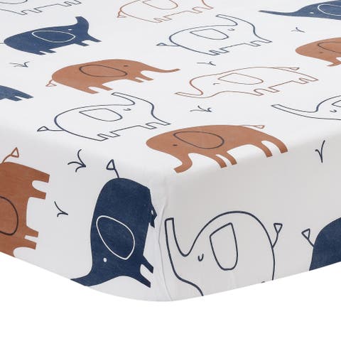 Playful Elephant 100% Cotton Baby Fitted Crib Sheet