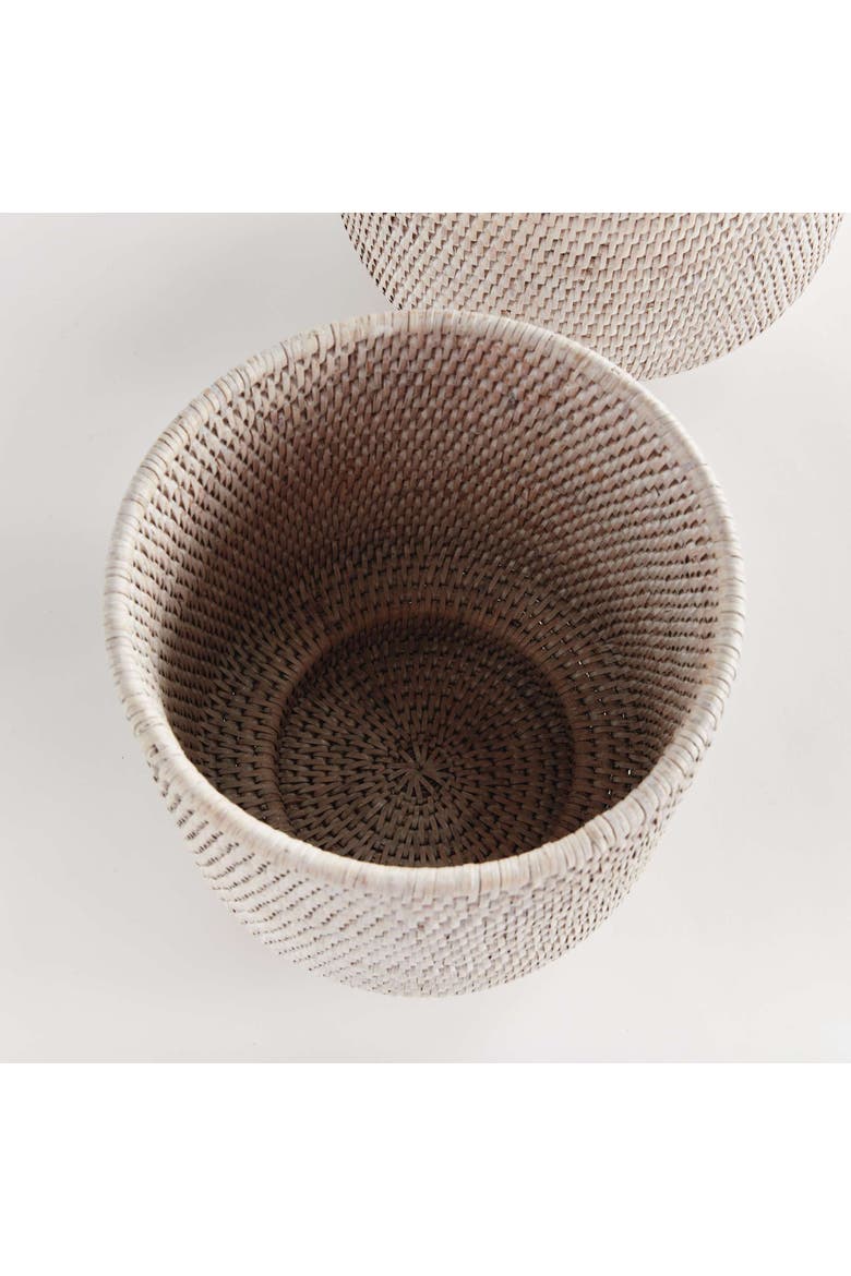 Burma Rattan Cachepots Large Set Of 2, Alternate, color, White
