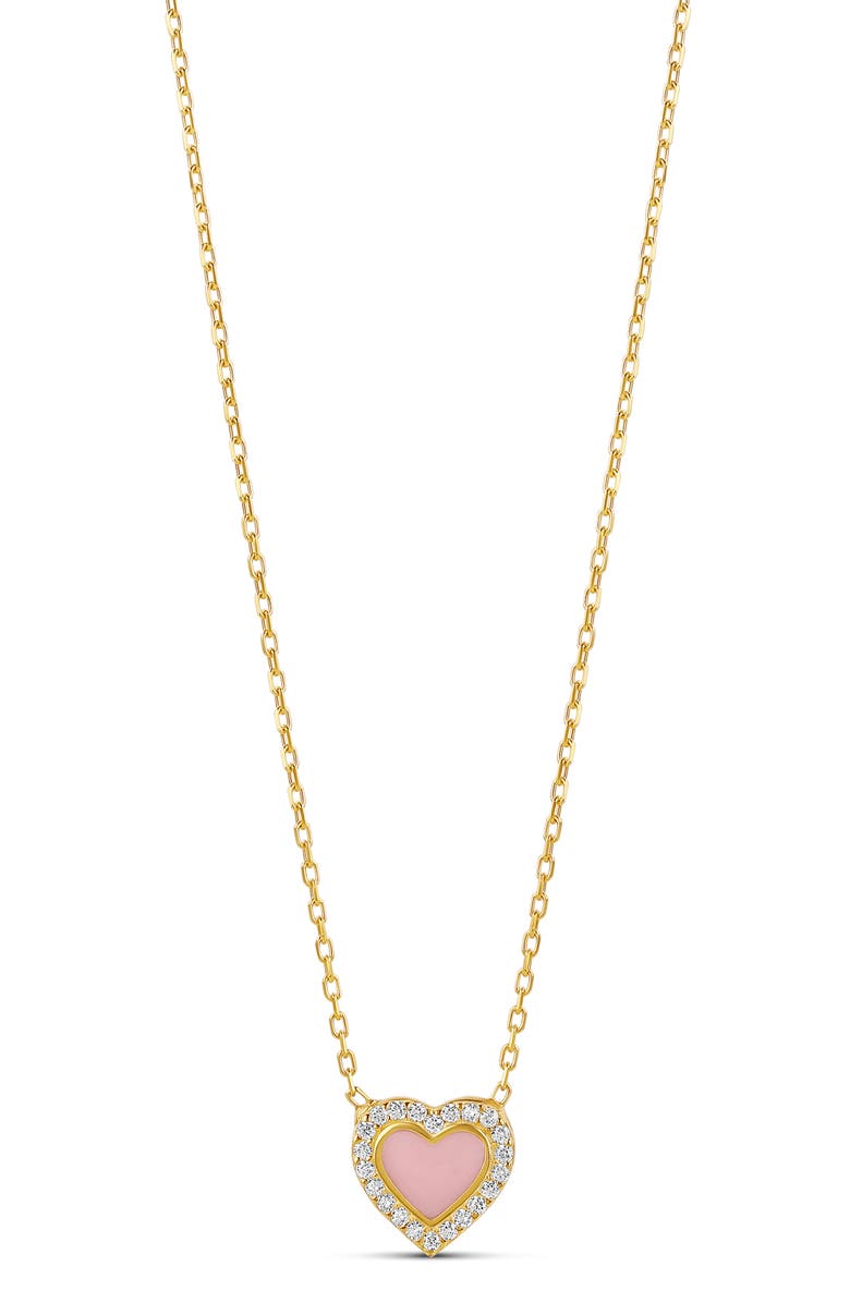 SHYMI Everyday Pavé & Enamel Heart Pendant Necklace, Main, color, Light Pink